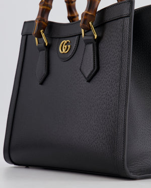 Gucci Black Diana Small Tote Leather Bag with Shiny Antique Gold Hardware 
Bamboo Handle RRP £3,170