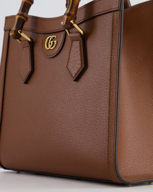 Gucci Brown Diana Small Tote Leather Bag with Shiny Antique Gold Hardware 
Bamboo Handle RRP £3,170