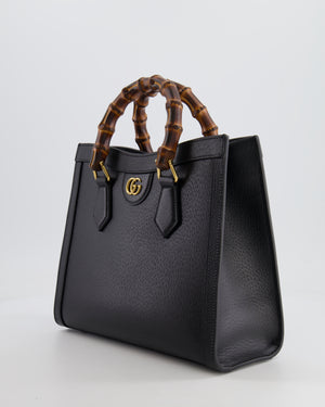 Gucci Black Diana Small Tote Leather Bag with Shiny Antique Gold Hardware 
Bamboo Handle RRP £3,170