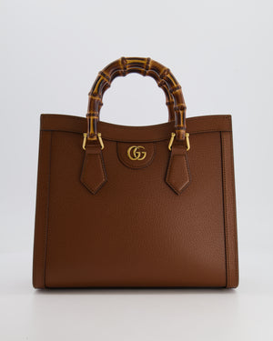 Gucci Brown Diana Small Tote Leather Bag with Shiny Antique Gold Hardware 
Bamboo Handle RRP £3,170