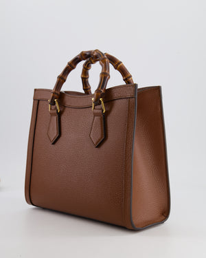 Gucci Brown Diana Small Tote Leather Bag with Shiny Antique Gold Hardware 
Bamboo Handle RRP £3,170