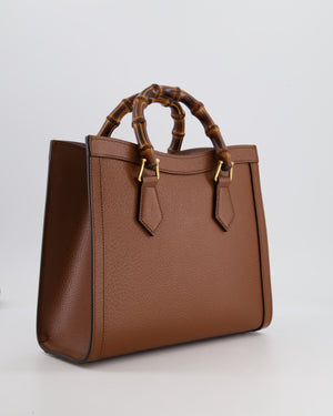 Gucci Brown Diana Small Tote Leather Bag with Shiny Antique Gold Hardware 
Bamboo Handle RRP £3,170