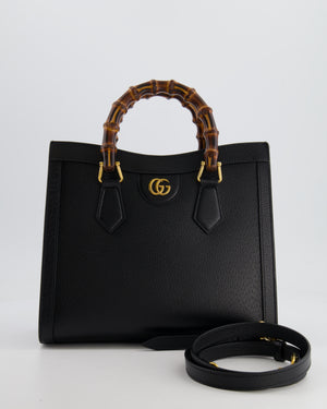 Gucci Black Diana Small Tote Leather Bag with Shiny Antique Gold Hardware 
Bamboo Handle RRP £3,170