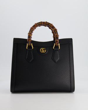 Gucci Black Diana Small Tote Leather Bag with Shiny Antique Gold Hardware 
Bamboo Handle RRP £3,170