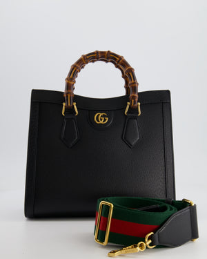 Gucci Black Diana Small Tote Leather Bag with Shiny Antique Gold Hardware 
Bamboo Handle RRP £3,170