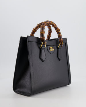 Gucci Black Diana Small Tote Leather Bag with Shiny Antique Gold Hardware 
Bamboo Handle RRP £3,170