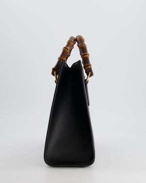 Gucci Black Diana Small Tote Leather Bag with Shiny Antique Gold Hardware 
Bamboo Handle RRP £3,170