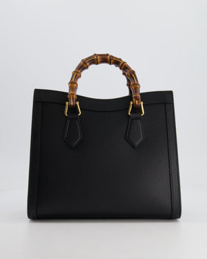 Gucci Black Diana Small Tote Leather Bag with Shiny Antique Gold Hardware 
Bamboo Handle RRP £3,170