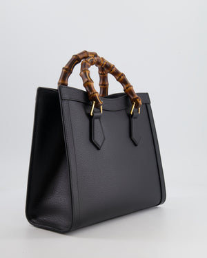 Gucci Black Diana Small Tote Leather Bag with Shiny Antique Gold Hardware 
Bamboo Handle RRP £3,170