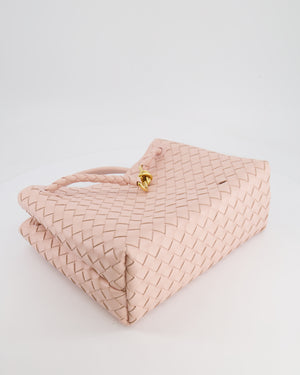 Bottega Veneta Medium Andiamo Bag in Pink Cameo Intrecciato Leather with Gold Hardware RRP £4,030