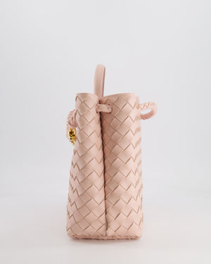 Bottega Veneta Medium Andiamo Bag in Pink Cameo Intrecciato Leather with Gold Hardware RRP £4,030