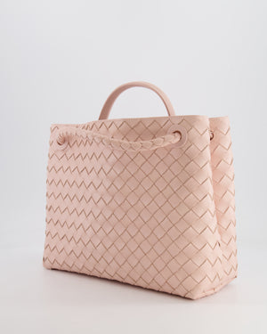 Bottega Veneta Medium Andiamo Bag in Pink Cameo Intrecciato Leather with Gold Hardware RRP £4,030