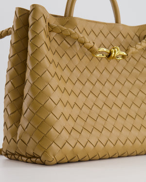 Bottega Veneta Medium Andiamo Bag in Beige Praline Intrecciato Leather with Gold Hardware RRP £4,030