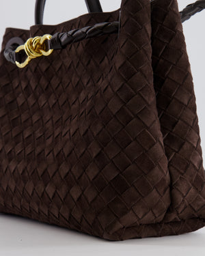 Bottega Veneta Medium Andiamo Bag in Brown Fondant Suede Leather with Gold Hardware RRP £4,030