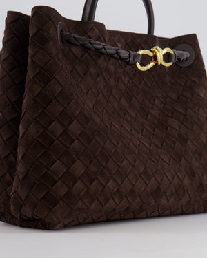 Bottega Veneta Medium Andiamo Bag in Brown Fondant Suede Leather with Gold Hardware RRP £4,030