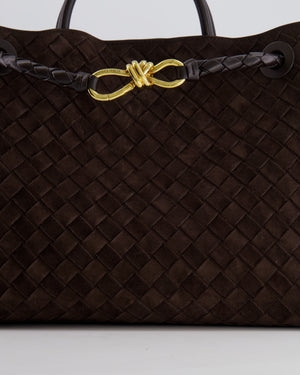 Bottega Veneta Medium Andiamo Bag in Brown Fondant Suede Leather with Gold Hardware RRP £4,030