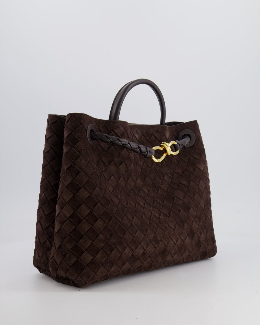 Bottega Veneta Medium Andiamo Bag in Brown Fondant Suede Leather with Gold Hardware RRP £4,030