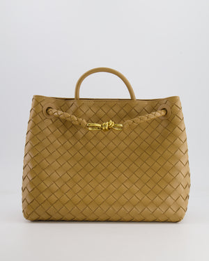 Bottega Veneta Medium Andiamo Bag in Beige Praline Intrecciato Leather with Gold Hardware RRP £4,030