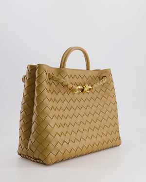 Bottega Veneta Medium Andiamo Bag in Beige Praline Intrecciato Leather with Gold Hardware RRP £4,030