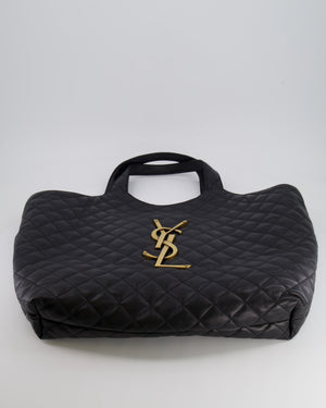 Saint Laurent Black Icare Maxi Shopping Bag in Quilted Lambskin Leather with Gold YSL Logo RRP £3,755