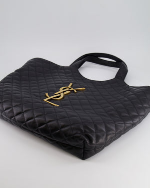 Saint Laurent Black Icare Maxi Shopping Bag in Quilted Lambskin Leather with Gold YSL Logo RRP £3,755