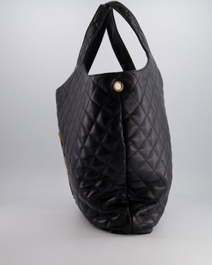 Saint Laurent Black Icare Maxi Shopping Bag in Quilted Lambskin Leather with Gold YSL Logo RRP £3,755