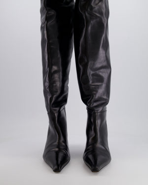 Alexander Wang Black Leather Thigh-High Heeled Boots Size EU 37 RRP £900