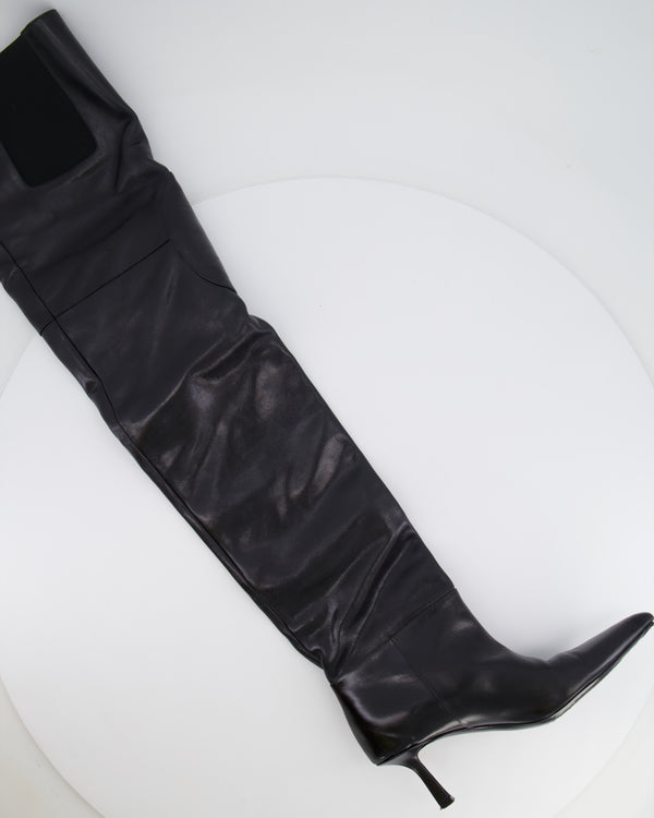 Alexander Wang Black Leather Thigh-High Heeled Boots Size EU 37 RRP £900