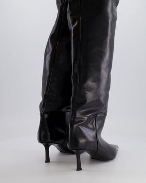 Alexander Wang Black Leather Thigh-High Heeled Boots Size EU 37 RRP £900