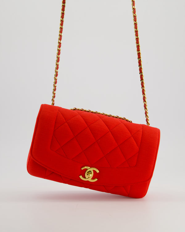 *RARE* Chanel Red Jersey Small Diana Flap Bag in with Gold Hardware