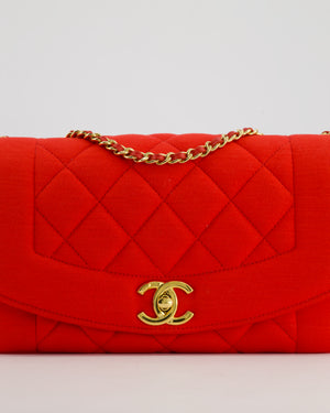 *RARE* Chanel Red Jersey Small Diana Flap Bag in with Gold Hardware