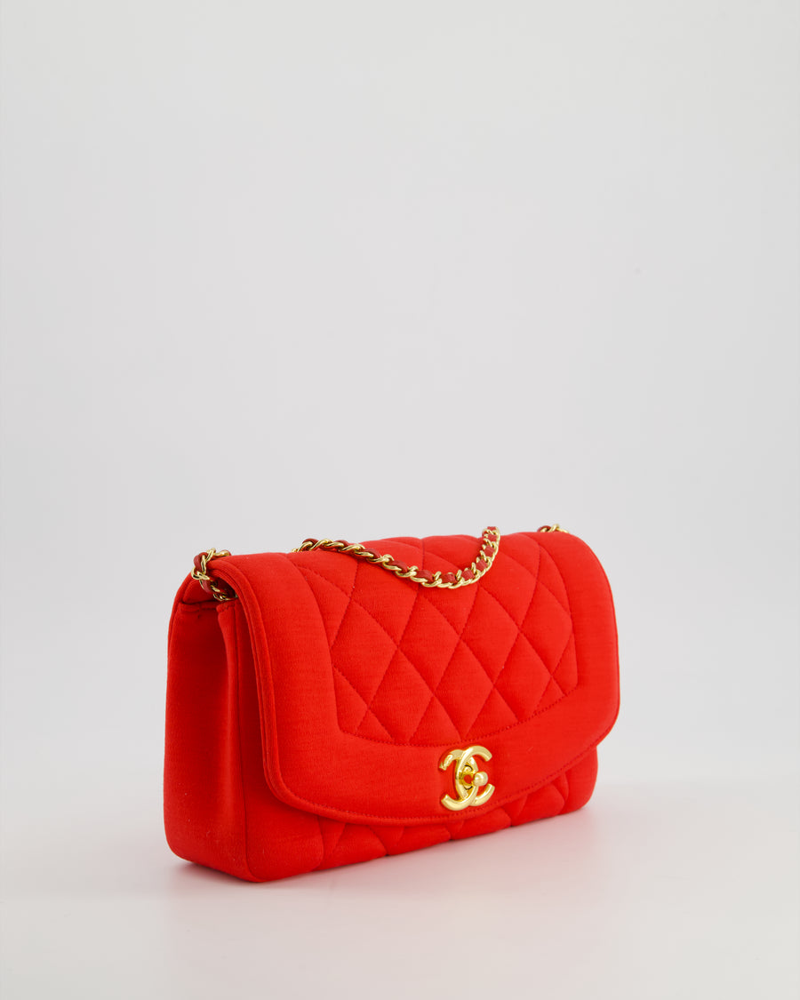 *RARE* Chanel Red Jersey Small Diana Flap Bag in with Gold Hardware