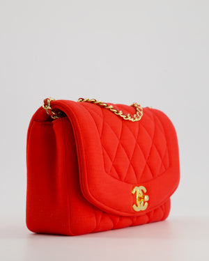 *RARE* Chanel Red Jersey Small Diana Flap Bag in with Gold Hardware