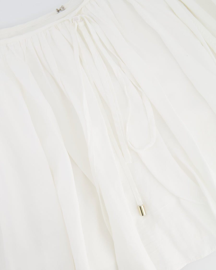 Loewe X Paula
s Ibiza White Linen Strappy Mini Skirt Size FR 36 (UK 8) RRP £1,100