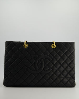 *RARE SIZE* Chanel Large Black Grand Shopper Tote Bag in Caviar Leather with Gold Hardware