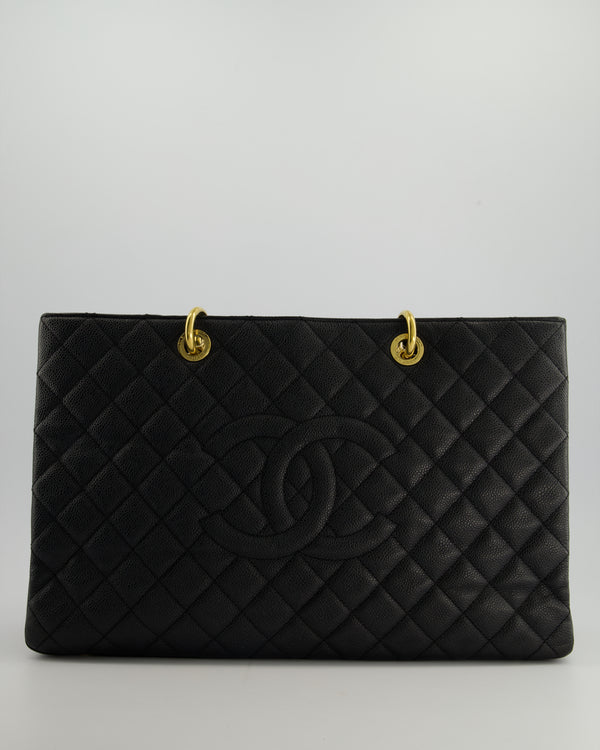 *RARE SIZE* Chanel Large Black Grand Shopper Tote Bag in Caviar Leather with Gold Hardware