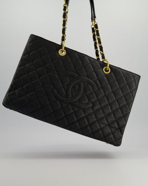 *RARE SIZE* Chanel Large Black Grand Shopper Tote Bag in Caviar Leather with Gold Hardware