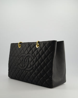 *RARE SIZE* Chanel Large Black Grand Shopper Tote Bag in Caviar Leather with Gold Hardware