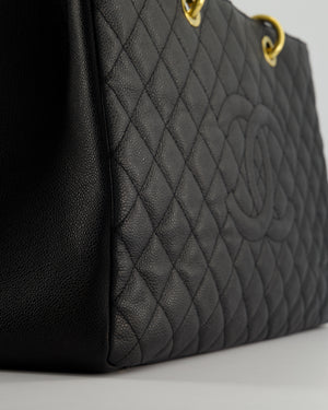 *RARE SIZE* Chanel Large Black Grand Shopper Tote Bag in Caviar Leather with Gold Hardware