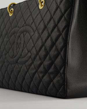 *RARE SIZE* Chanel Large Black Grand Shopper Tote Bag in Caviar Leather with Gold Hardware