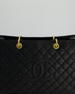 *RARE SIZE* Chanel Large Black Grand Shopper Tote Bag in Caviar Leather with Gold Hardware