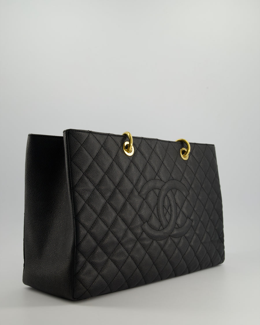 *RARE SIZE* Chanel Large Black Grand Shopper Tote Bag in Caviar Leather with Gold Hardware