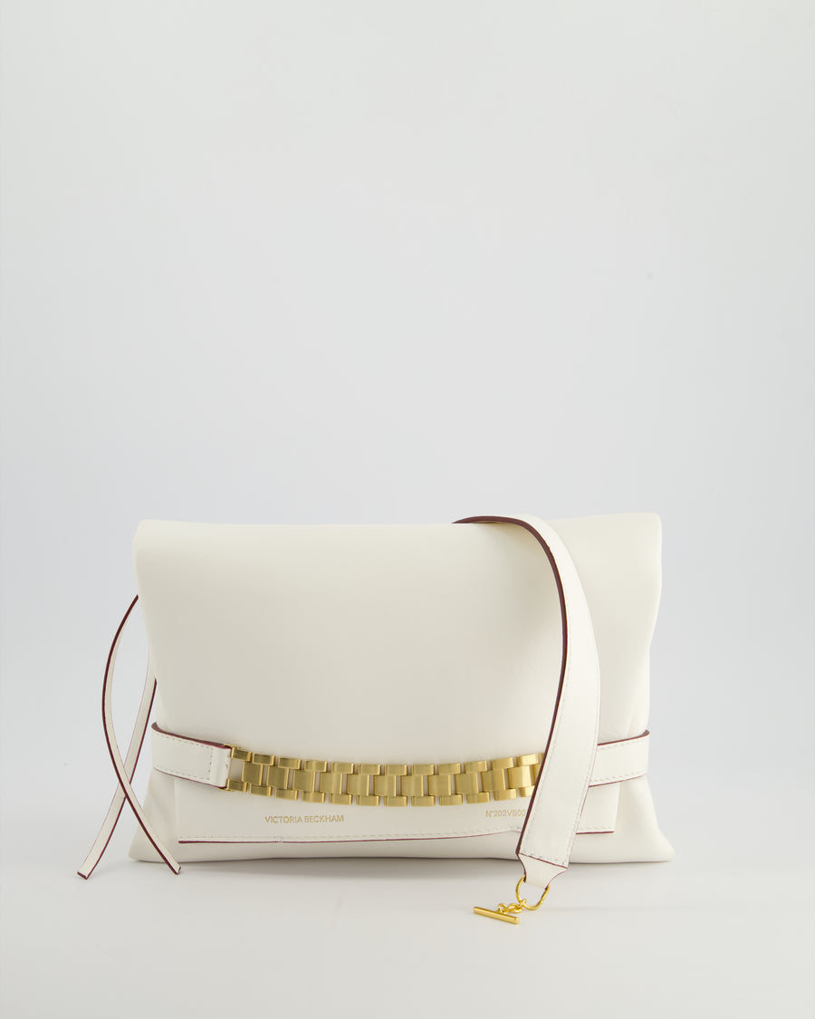 Victoria Beckham Puffy Chain Pouch Bag With Strap In White Leather RRP £1290