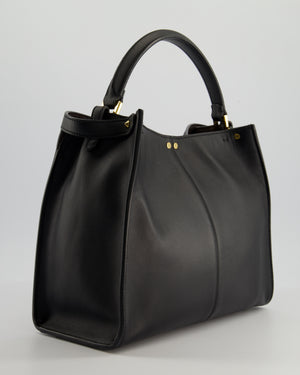 Fendi Medium Black Peekaboo X-Lite Leather Bag with Gold Hardware and Red 
Brown Leather Interior