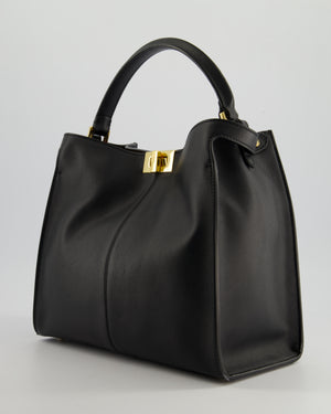 Fendi Medium Black Peekaboo X-Lite Leather Bag with Gold Hardware and Red 
Brown Leather Interior