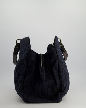 *FIRE PRICE* Chanel Large Indigo Blue Denim Shopping Tote Bag with leather Handles and Silver Hardware