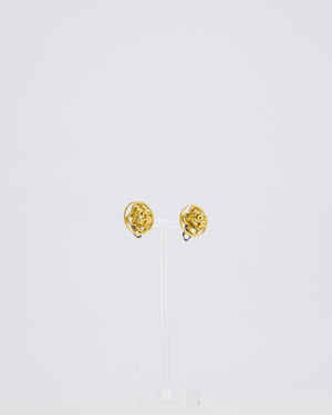 *HOT* Chanel Gold Round Knotted CC Logo Earrings