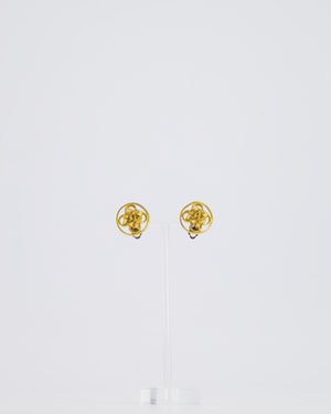 *HOT* Chanel Gold Round Knotted CC Logo Earrings