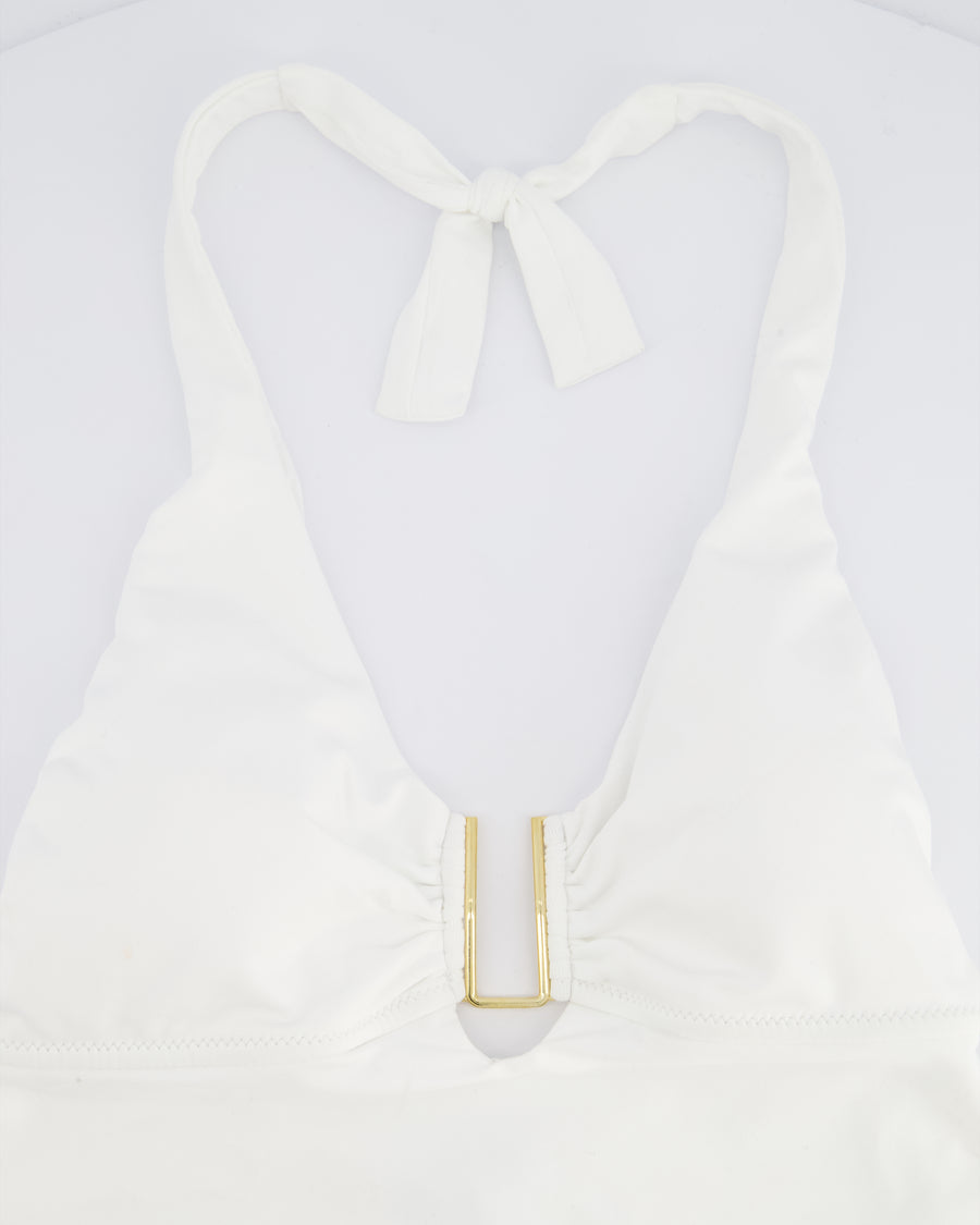 Melissa Odabash White Halterneck Swimsuit with Gold Detail IT 42 (UK 10)