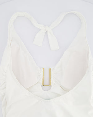 Melissa Odabash White Halterneck Swimsuit with Gold Detail IT 42 (UK 10)